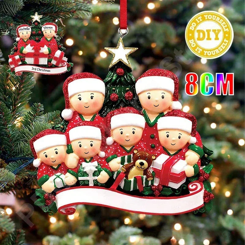 Personalized Resin Family Christmas Tree Ornaments Home Decoration