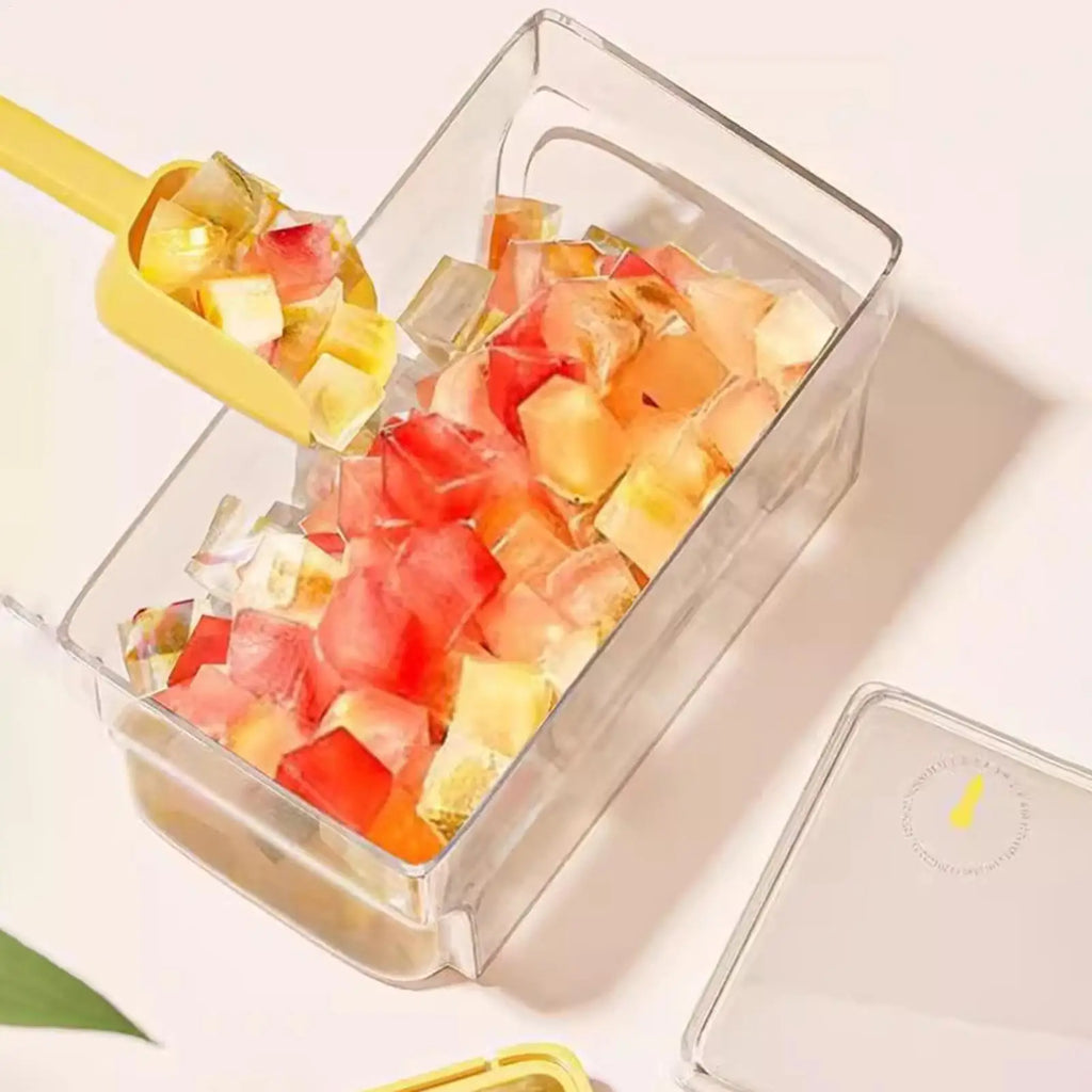 Ice Tray 68 Cube Press Release Silicone Mold Storage Box Stackable