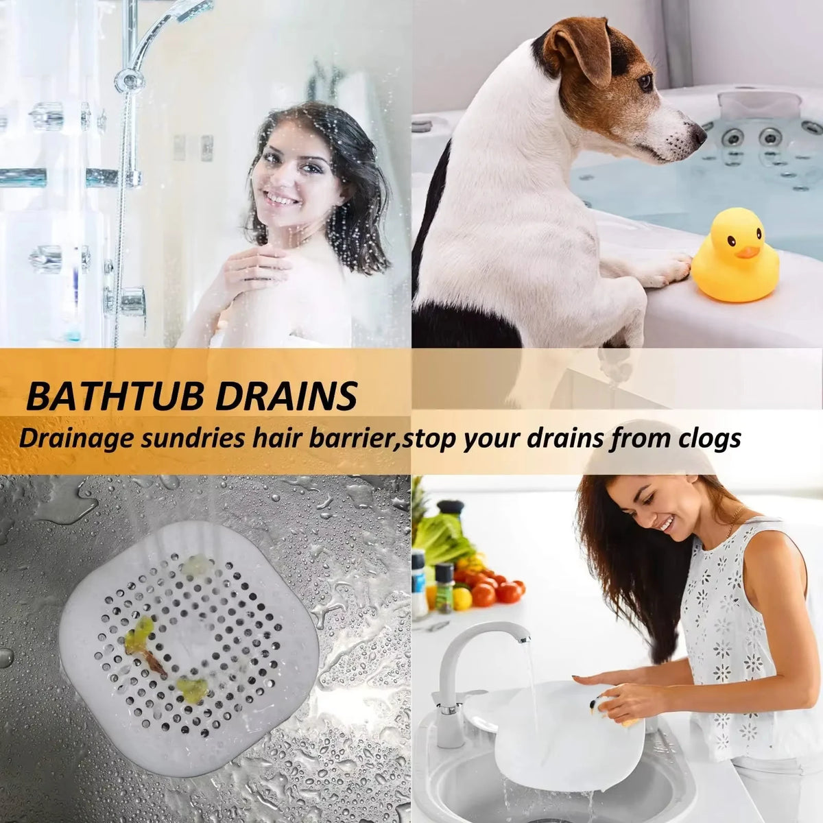 Silicone Shower Drain Hair Catcher Sink Strainer Floor Mat Water Zpaxo