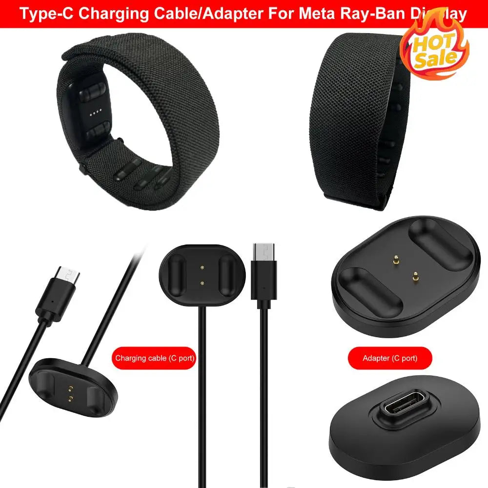 1m Data Sync Charging Cable for Meta Display Glasses Bracelet Charging Cable Data Cord Charger Adapter Charge Cord Replacement Zpaxo