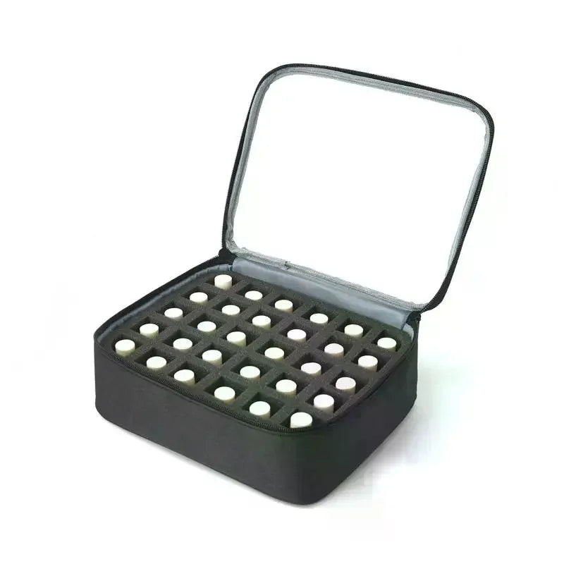 30-Slot Nail Polish Storage Bag Black Gray Portable Hand-held Large Zpaxo