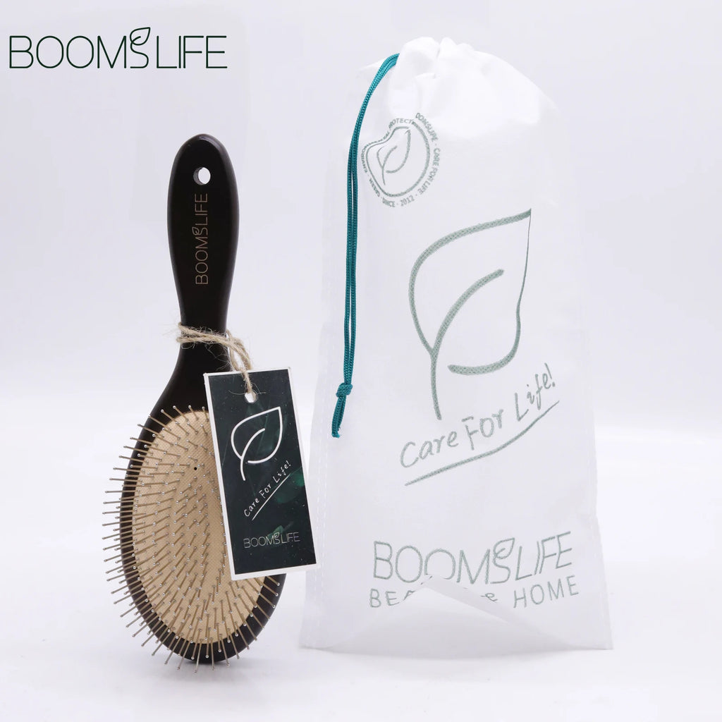 BOOMSLIFE Wood & Steel Pin Hair Brush – Detangling Scalp Massager Hair Detangling Brush Zpaxo
