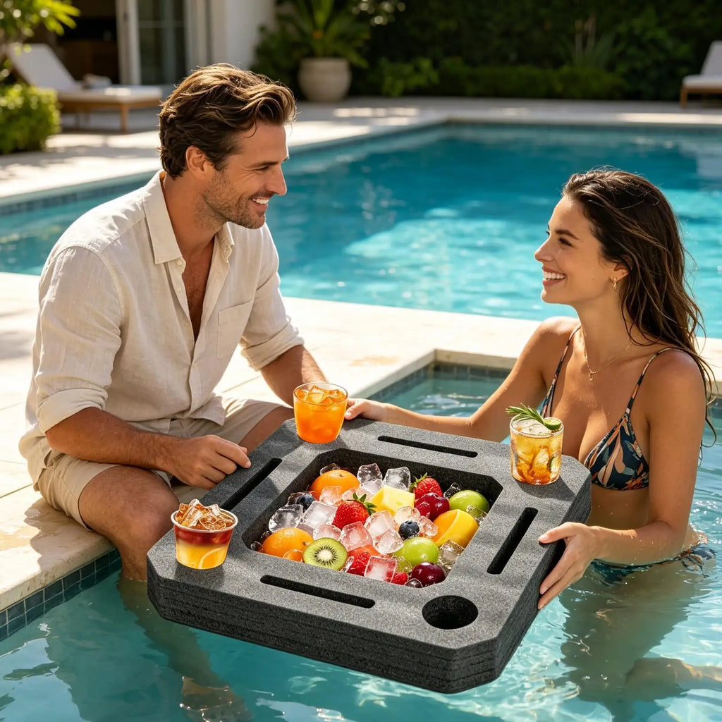 Floating Drink Holder Large Pool Tray Compartments Tub Waterproof