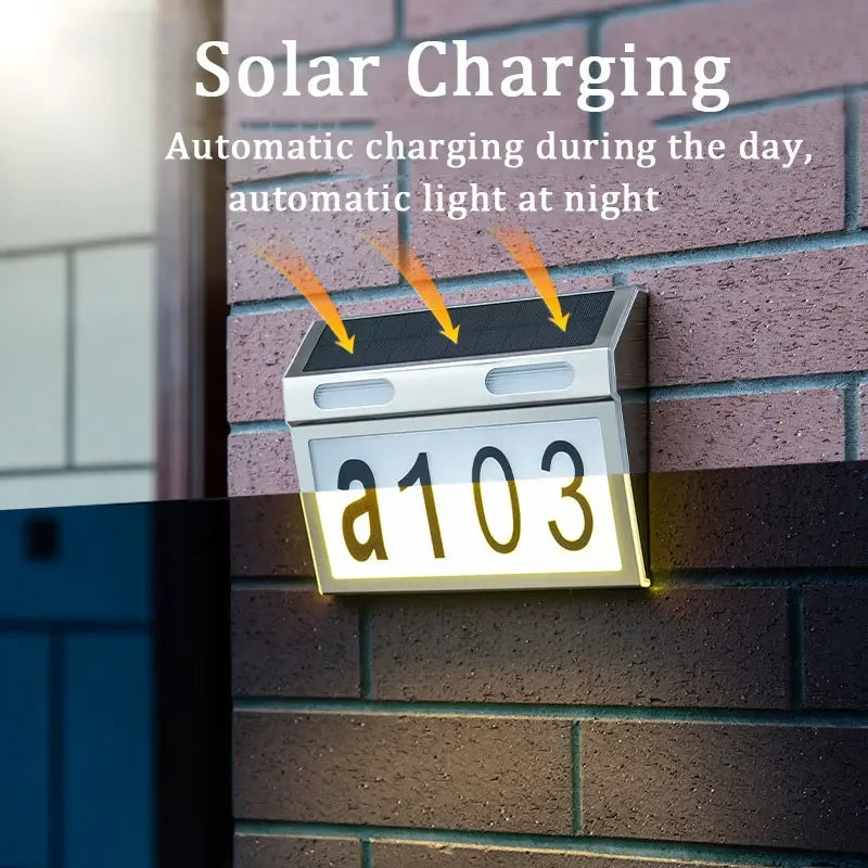 Solar House Number Lights Outdoor Waterproof Stainless LED Wall Lamp Zpaxo