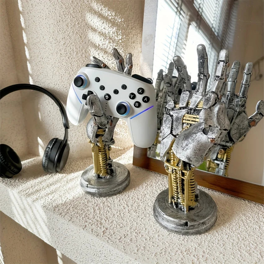 Cyberpunk Robotic Hand Ornament Gamepad Holder Ring String Desktop