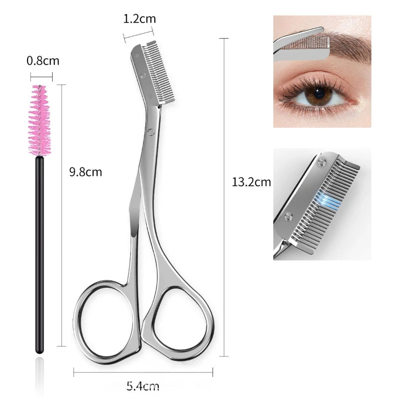 Eyebrow Scissors Stainless Steel Comb Makeup Trimming Knife Hair