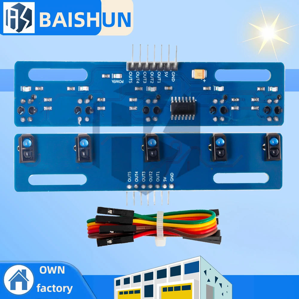 5 channel Infrared Reflective Sensor TCRT5000 KIT 5 way/road IR Photoelectric Switch Barrier Line Track Module Zpaxo 1pcs