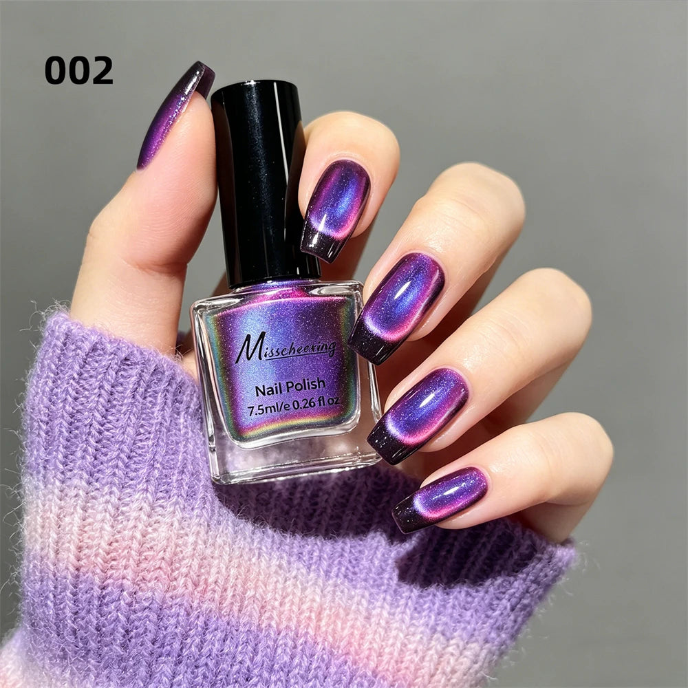 Olive Green Iridescent Cat Eye Nail Polish Magnetic Polarized Gel No Zpaxo 02