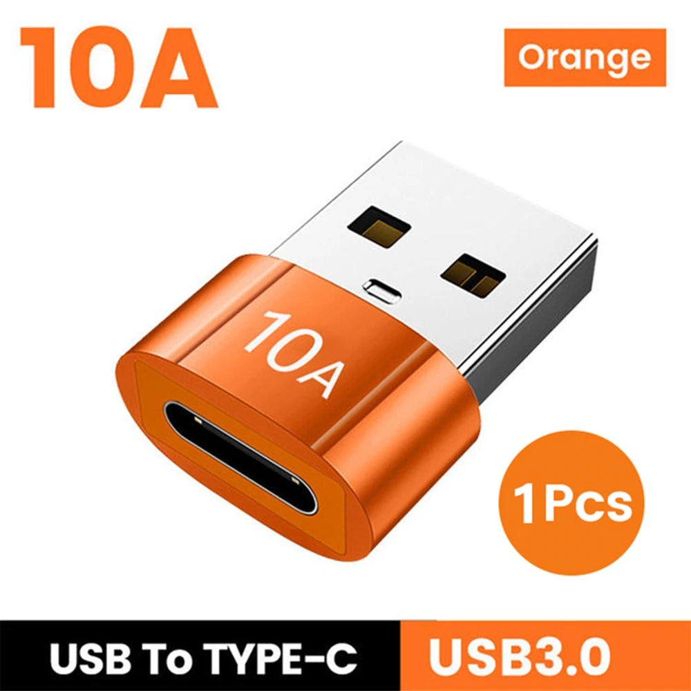10A USB C OTG Adapter Converter 3 0 240W Laptop Xiaomi Macbook Zpaxo USB to Type-c Orange