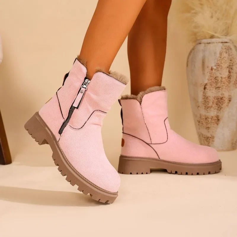 2025 New Women Snow Boots Keep Warm Cotton Shoes Faux Suede Non-slip Winter Boots Woman Comfortable Platform Ankle Booties Zpaxo