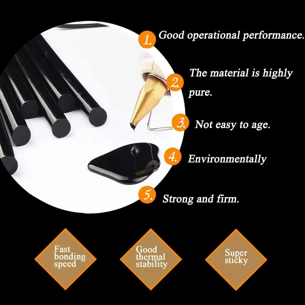 10pcs Car Glue Sticks Car Body Dent Repair Glue Sticks Black High Viscosity Hot Melt Glue Strong Adhesion Stick Car Repair Tool Zpaxo