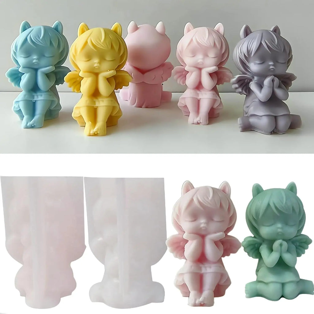 3D Angel Girl Candle Silicone Mold DIY Angel Aroma Soap Plaster Wax Clay Craft Ornaments for Wedding Party Home Decor Zpaxo