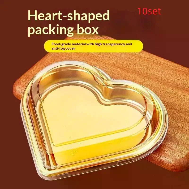 10pcs Heart-Shaped Serving Trays With Transparent Lids Reusable PET Snack Fruits Sushi Cheese Salads Desserts Packaging Boxes Zpaxo Default Title