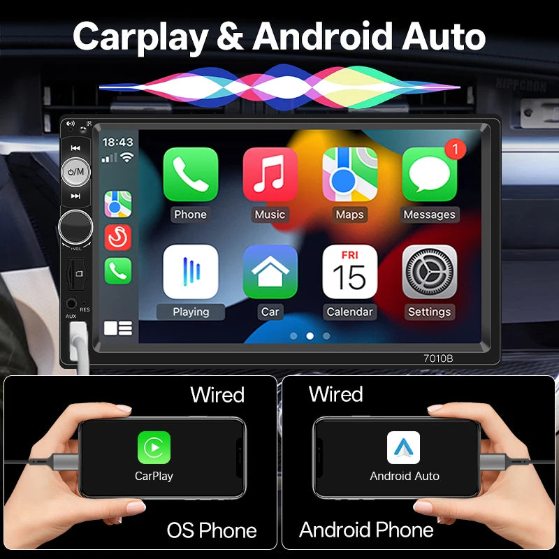HIPPCRON 7 2 Din Car Radio Bluetooth Automotive Multimedia MP5 Player
