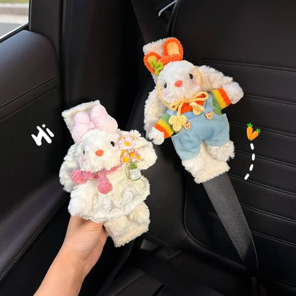 Cartoon Car Seat Belt Cover Long-eared Rabbit Anti Slip Shoulder Zpaxo