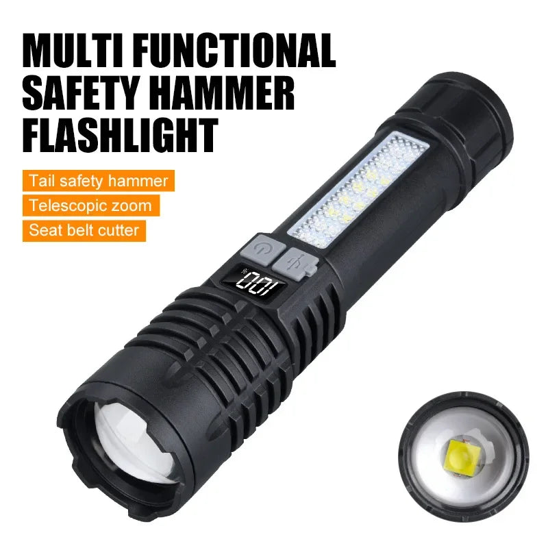 ESMARTER 800-Lumen Rechargeable LED Flashlight – COB Warning