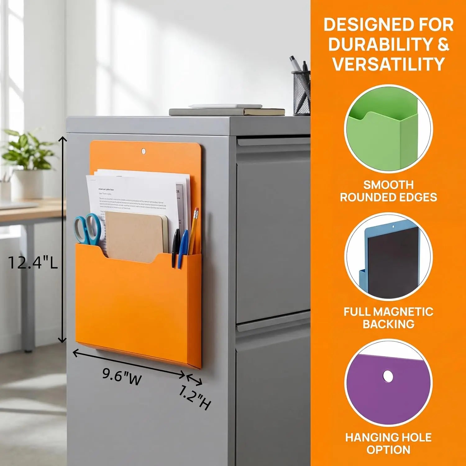 Magnetic Wall Mount File Holder Box Strong Magnet Storage Organizer