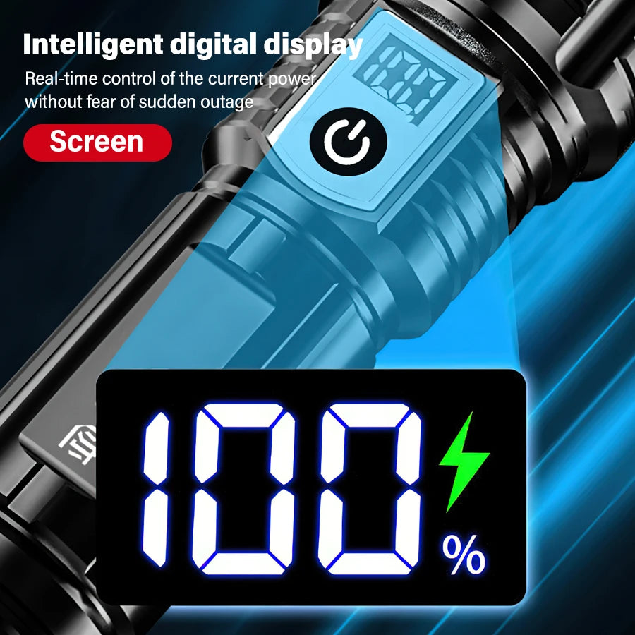 KDULIT 30W LED Flashlight – Type-C Rechargeable, Waterproof Torch