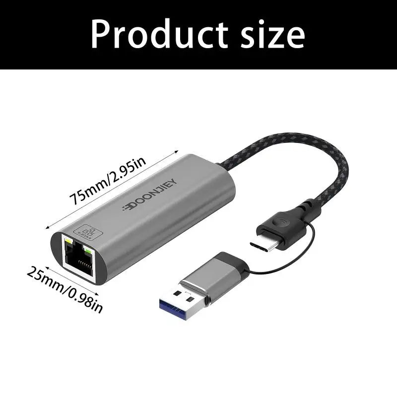 652F USB C RJ45 Ethernet Adapter Gigabit Networking Converters Laptop Zpaxo