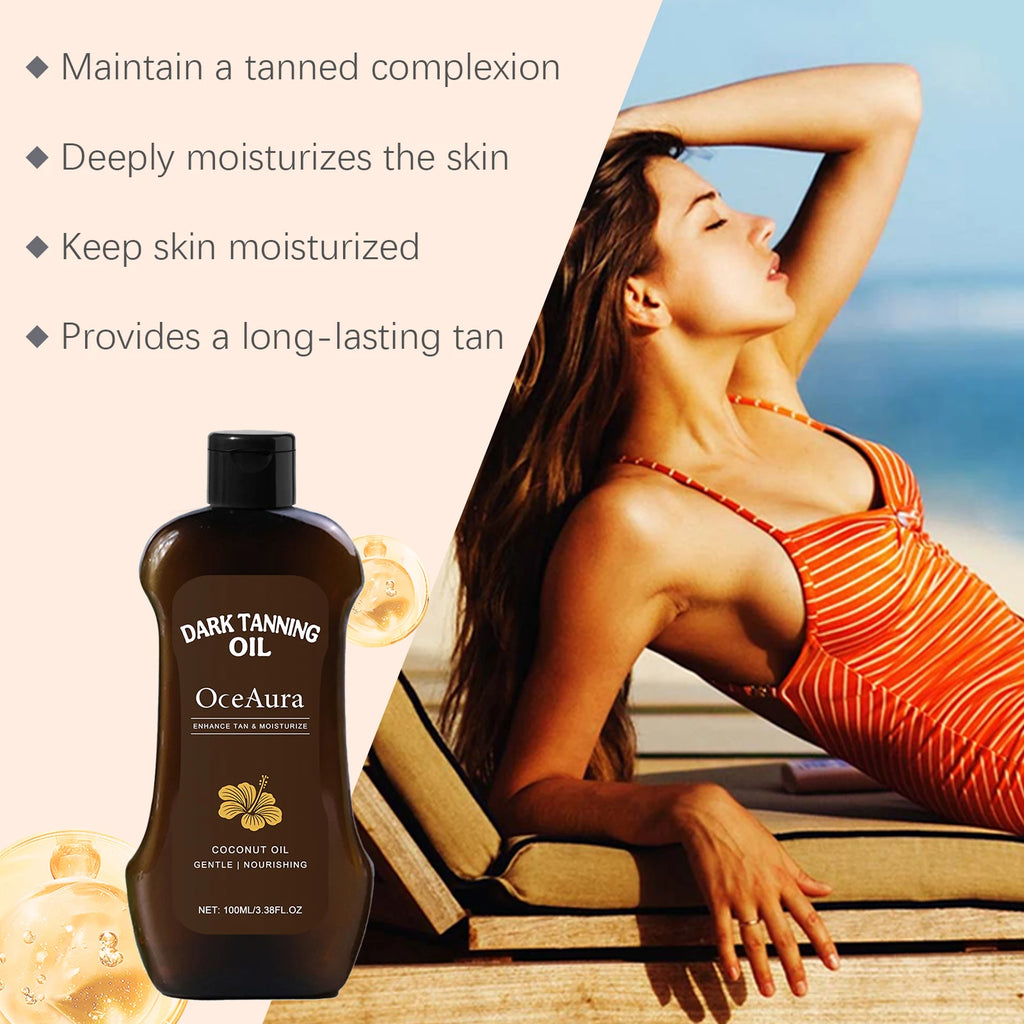 Coconut Tanning Oil Deep Bronze Natural Glow Long-Lasting Tanning Waterproof Moisturizing Smooth Beach Outdoor Self-Tanning Oil Zpaxo