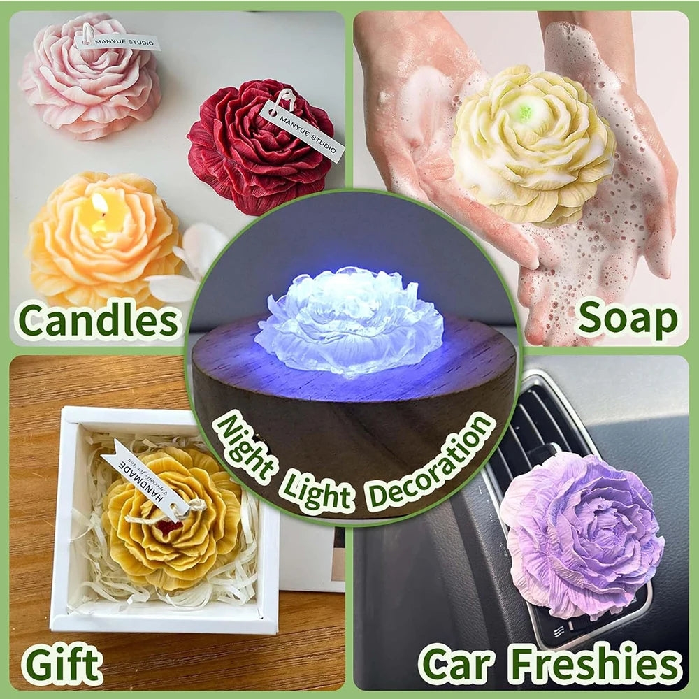 3D Peony Candle Silicone Mold for Valentine’s Day Gift DIY Flower Handmade Soap Aromatherapy Gypsum Crafts Making Home Decor Zpaxo