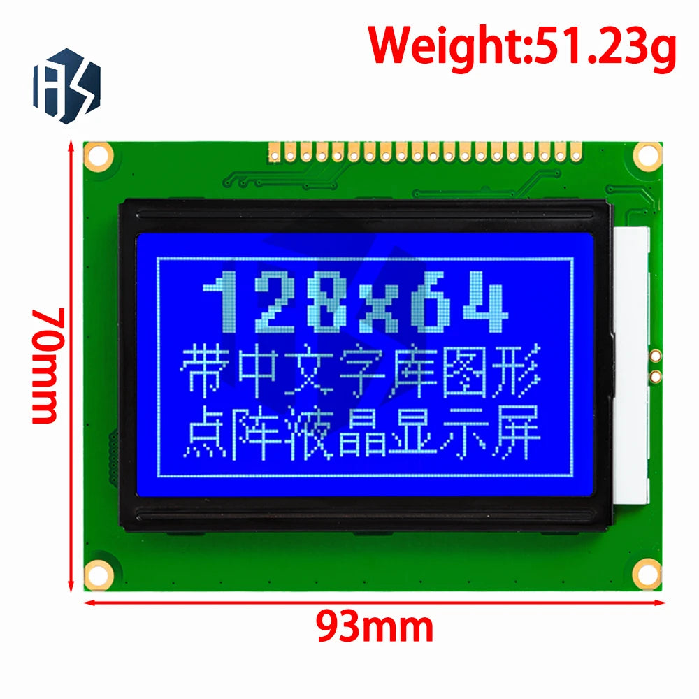 128 64 DOTS LCD Module 5V Blue Screen 12864 Backlight ST7920 Parallel Zpaxo