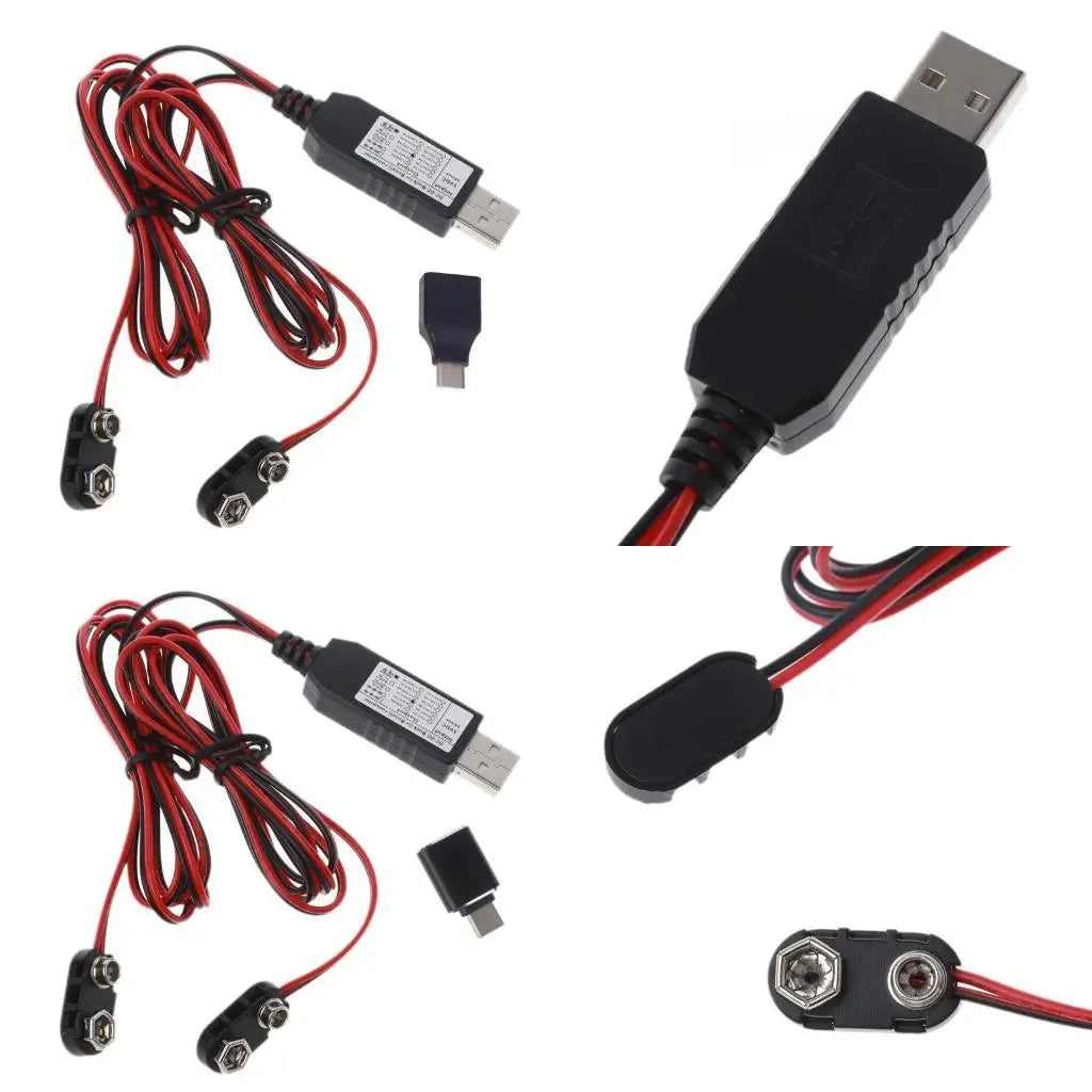 1 C USB 9V Power Cable Dual 6F22 Battery Supply LED Radio Zpaxo