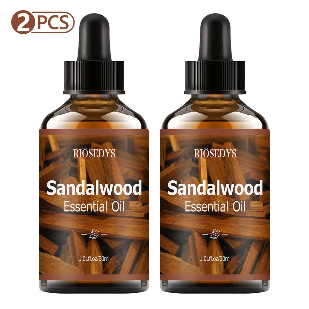 Sandalwood essential oil natural fragrance, is suitable for body massage treatments ,hair care anddiffuser Zpaxo Sandalwood 2pcs 30ml