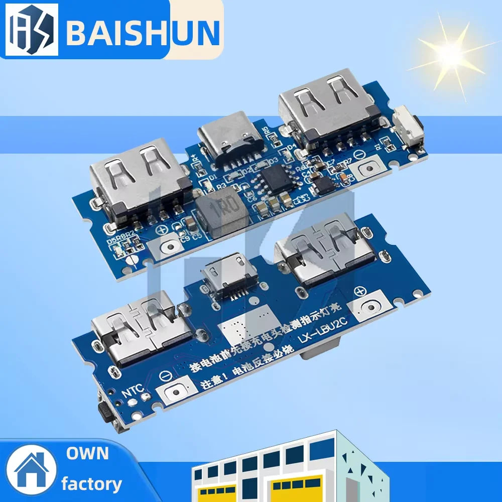 1 Optional 5V 2 4A 18650 Boost Charger Board Dual Type-c Micro USB Zpaxo