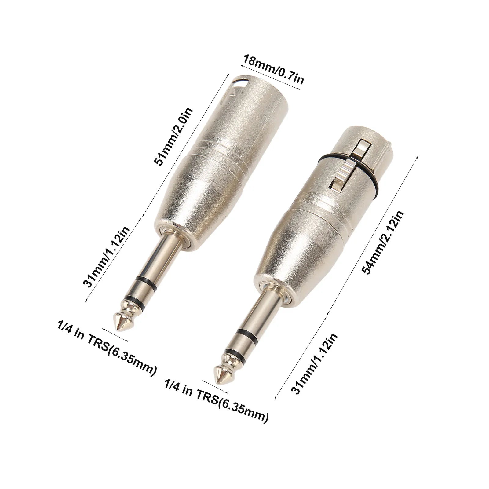 1 4 TRS XLR 3Pin Female Portable Adapter Noise Cancellation Aluminum