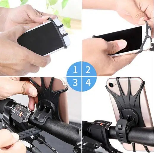 Universal Shockproof Elastic Silicone Mount Phone Holder Stand Riding Cycling Moto Bicycle MTB Bike Phone GPS Support Bracket Zpaxo