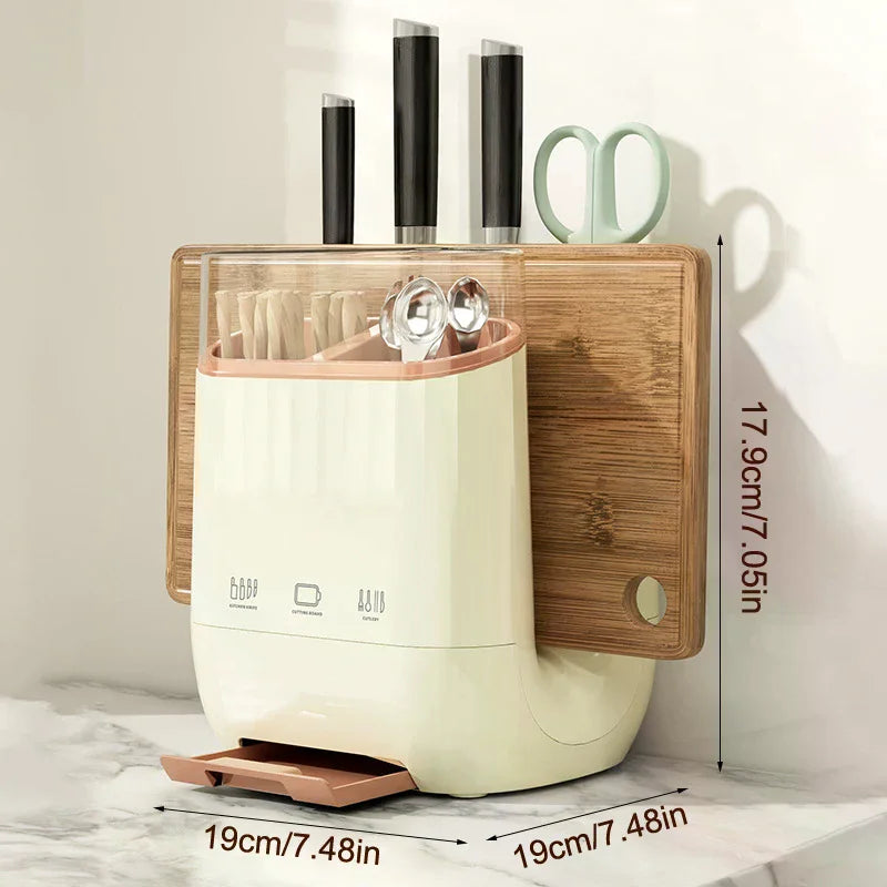 Kitchen Knife Rack Anti Slip Counter Stable Easy Cleaning Space Saving Draining Cutlery Holder Organizer Cutting Board Holder Zpaxo