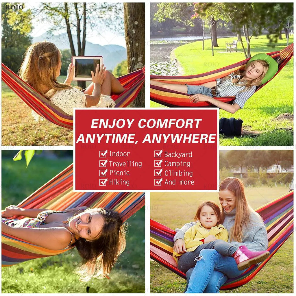 Camping Hammock Thickened Durable Fabric Canvas Single Hammocks Travel Swing Chair Hanging Bed Double Outdoor Hammock with Bag Zpaxo