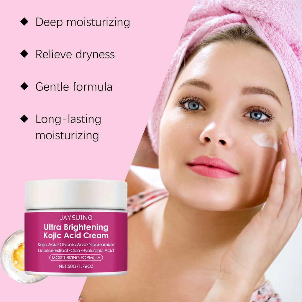 Kojic Acid Brightening Cream Dark Spot Remover Evens Tone Glowing Zpaxo