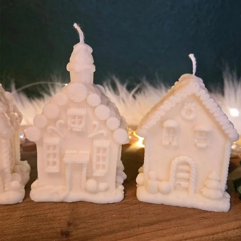 3D Christmas House Candle Silicone Mold Gingerbread House Aroma Soap Gypsum Plaster Crafts Mold Home Decor Christmas Gift Zpaxo