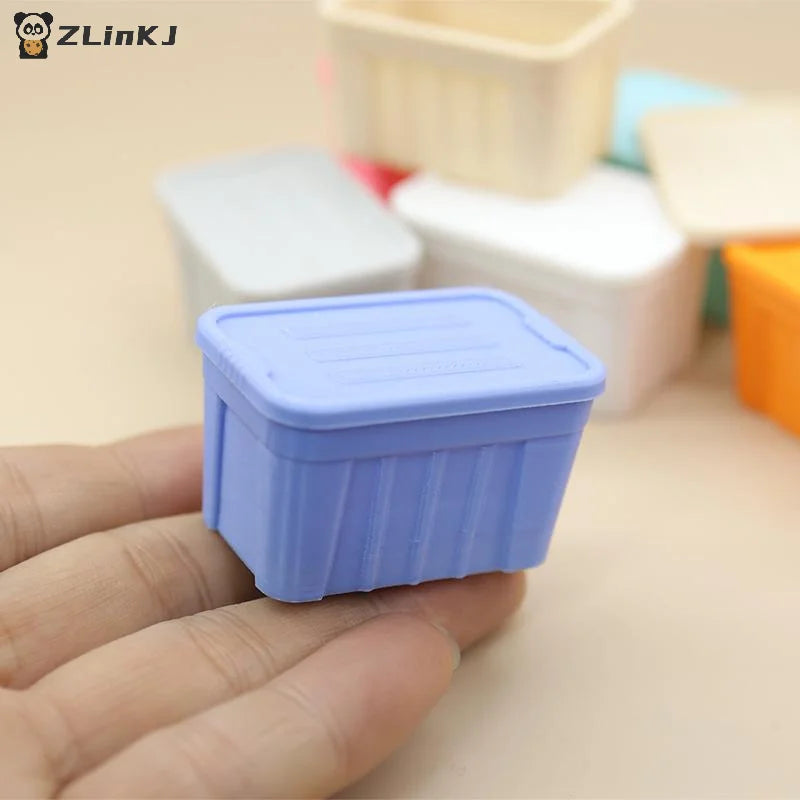 ▶1Pcs 1:12 Dollhouse Mini Color Storage Box With Lid Model Home Decoration Dolls House Micro Scene Ornaments Decor Props Zpaxo