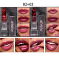 2Pcs Shimmer Lipstick Matte Glitter Lip Tint Balm Waterproof Long Lasting Pearl Shine Lip Gloss Purple Red Shimmer Sexy Lip Zpaxo 02 03