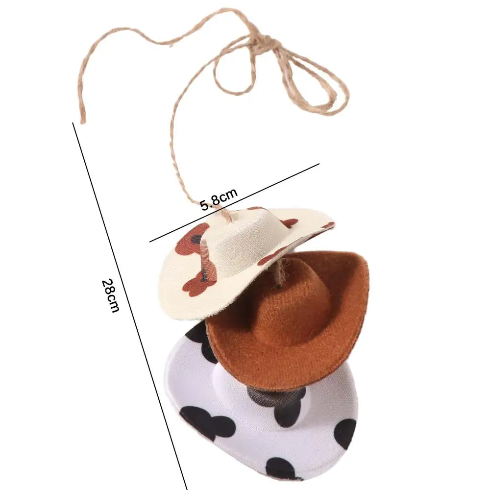 Mini Cap Car Pendant Cow Pattern Cute Rearview Mirror Hanging Zpaxo