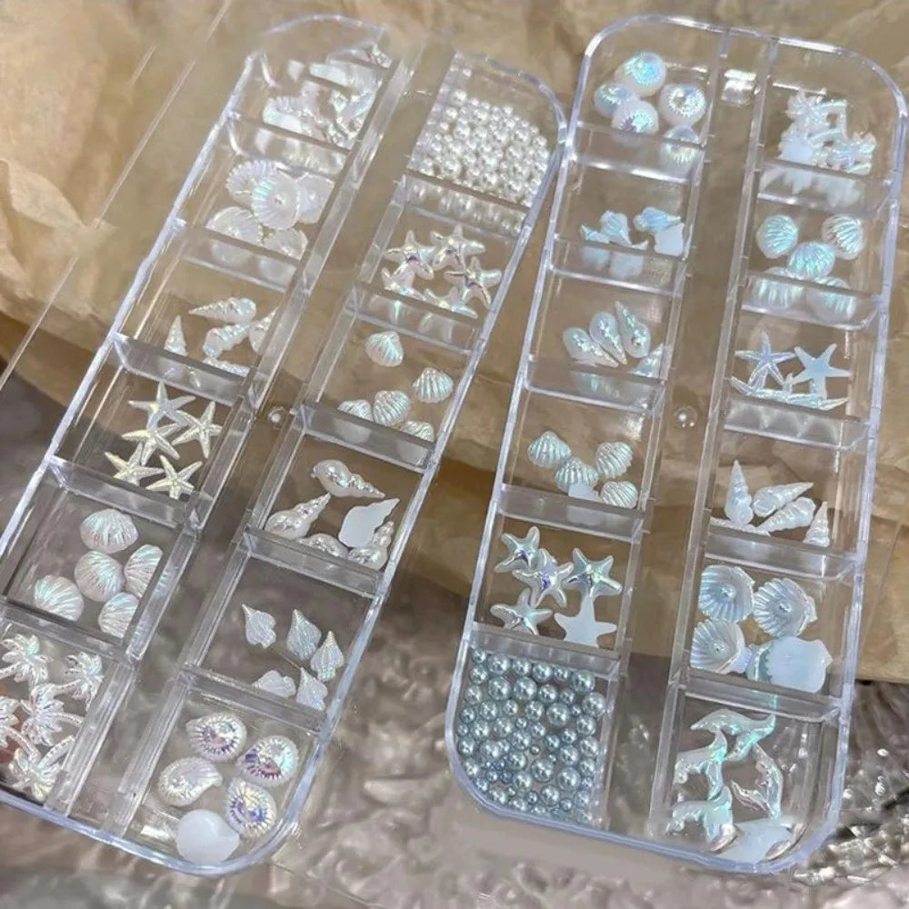 Self-adhesive Nail Art Decorations 12 Grids Box Glitter DIY Zpaxo