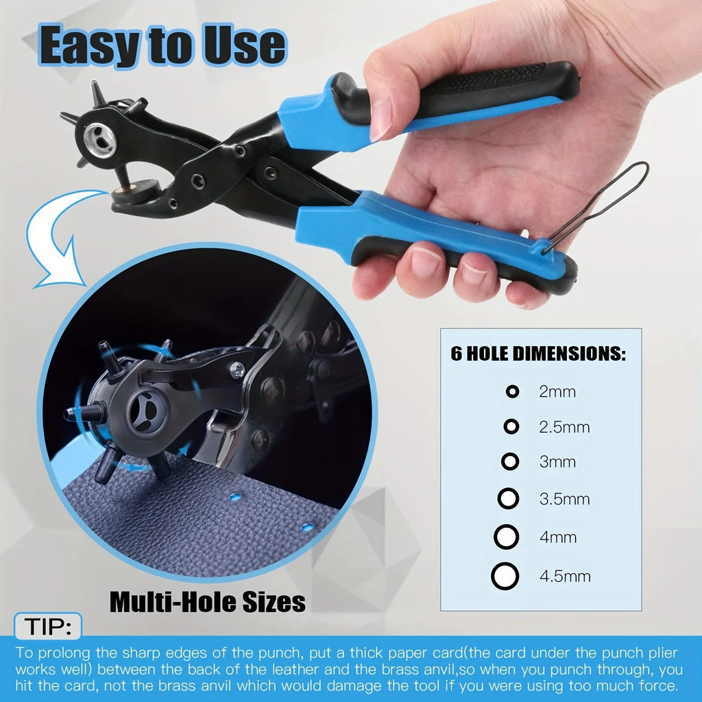 5pcs Multifunctional Belt Leather Punch Pliers, Round Hole, Flat Hole, Oval Hole Puncher, Belt Hole Puncher for Leather Zpaxo