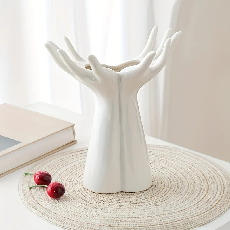 White Ceramic Handmade Vase Exquisite Home Decor Artistic Flower