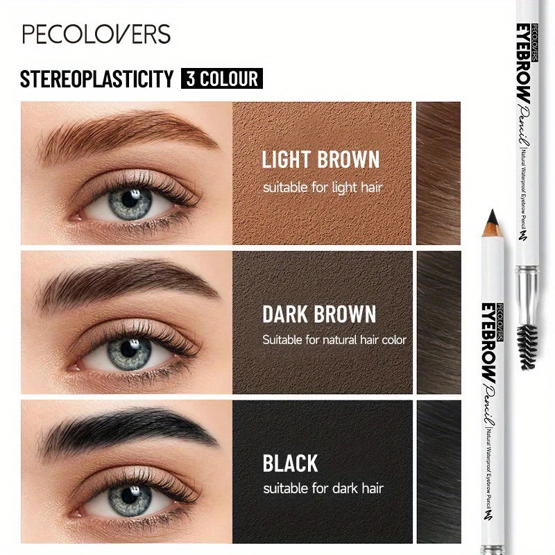3 Colors Waterproof Wooden Double Head Eyebrow Pencil Easy to Color Natural Eye Makeup Pen Easy Color Makeup Cosmetics Zpaxo