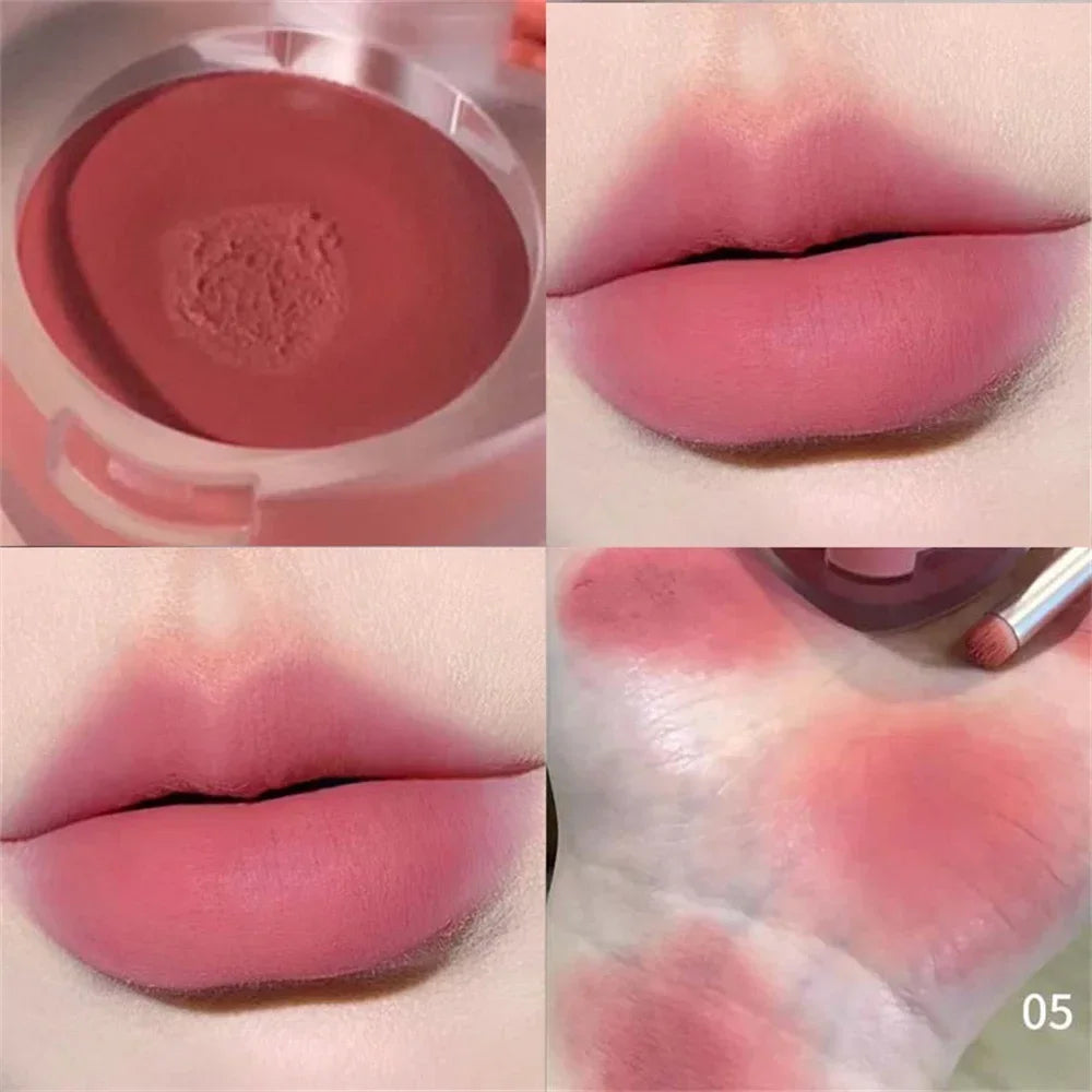 Lip&Cheek Dual purpose Makeup Lip Mud Clay Lipstick Matte Wooden Rose Lip Tint Peach Blusher Cream Lasting Natual Mousse Blush Zpaxo 05 HERORANGE