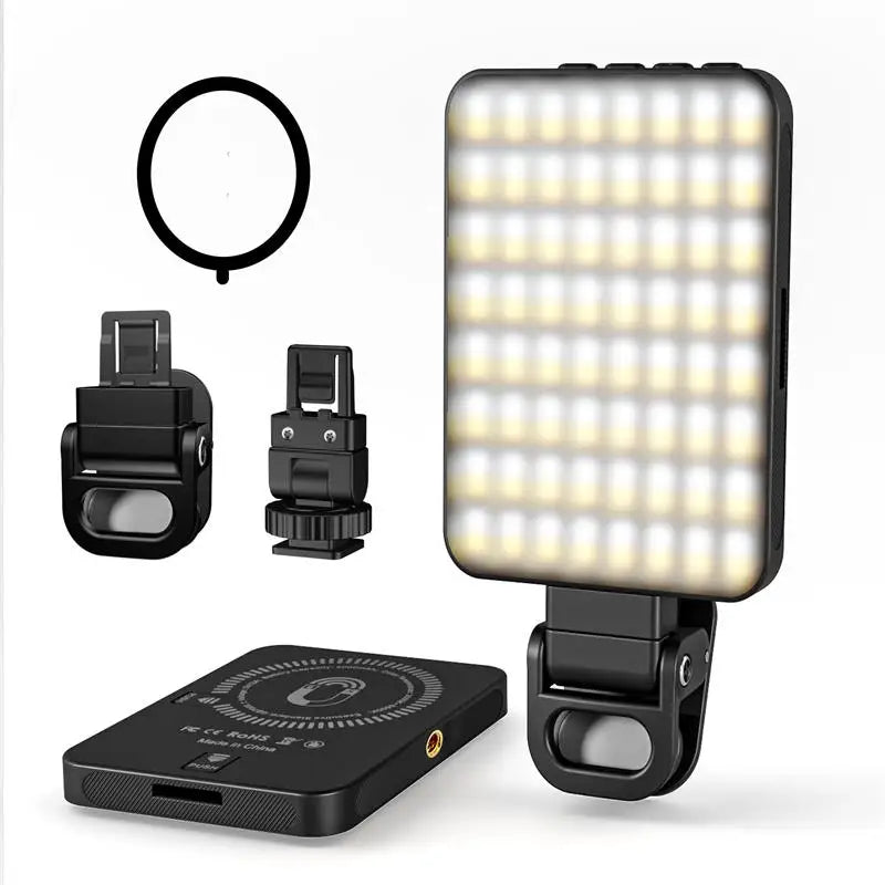 Mobile Light Focus Magnetic Absorption Fill Light Lamp Portable LED Light Video Shooting Light Round Ring Lamp Selfie Lighting Zpaxo Black
