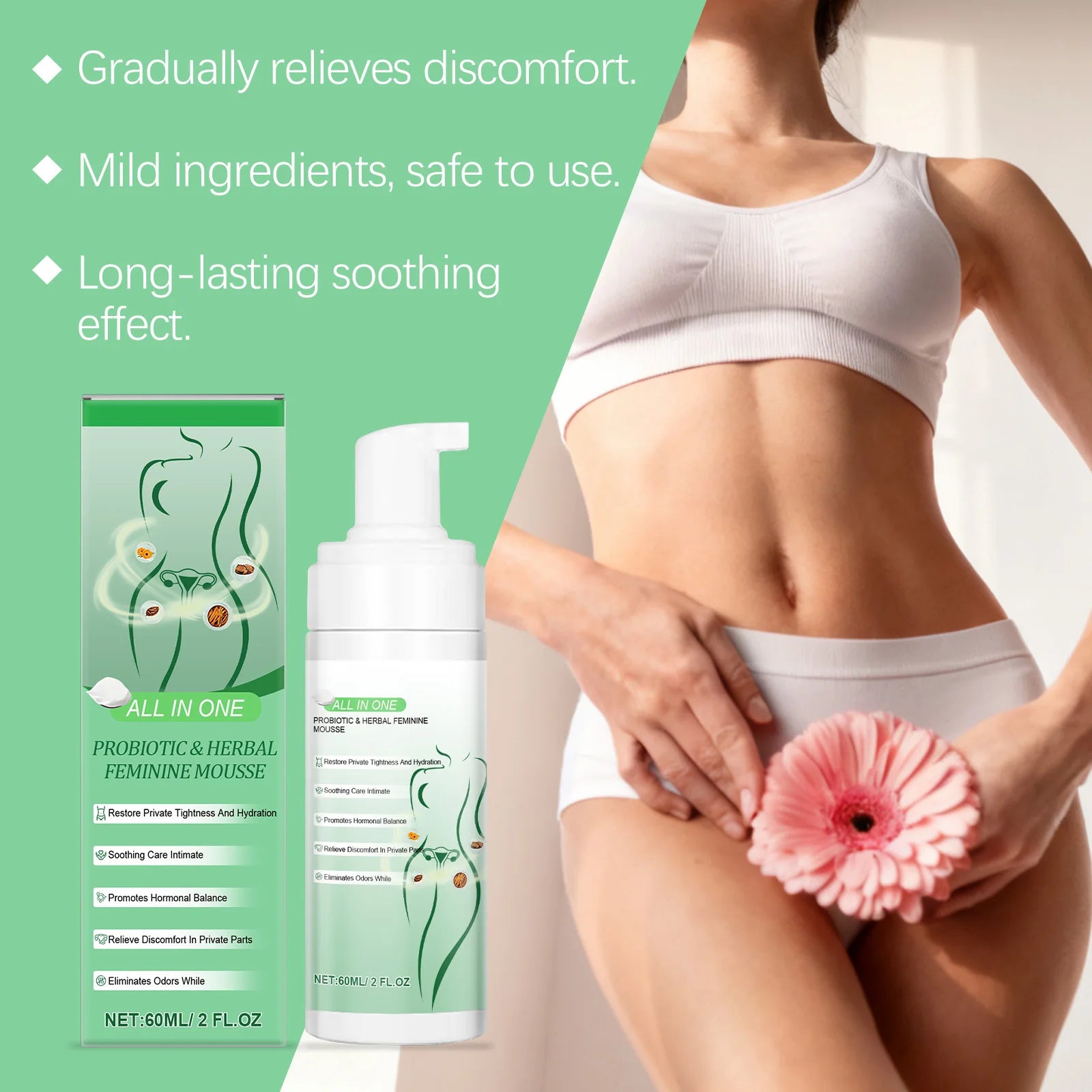 Herbal Women's Intimate Care Mousse – Odor Relief & pH Balance Intimate Care Mousse Zpaxo