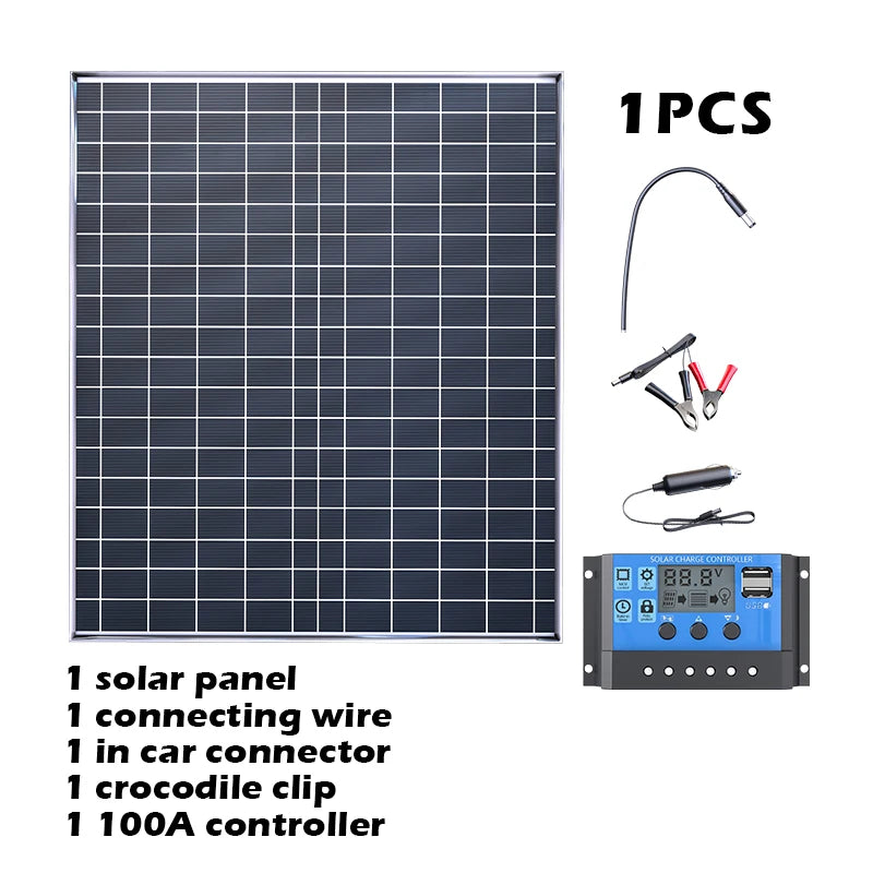 500W-1000W Portable Solar Panel 12V Battery Charger 100A MPPT Zpaxo 1PC with KL