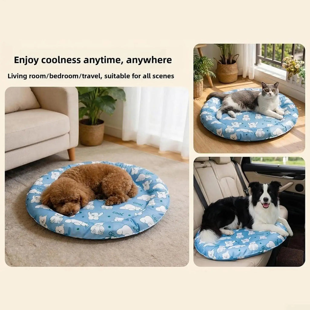 Dog Cooling Pad Non-Slip Portable Long-Lasting Breathable Bear Pattern Dog Cooling Mat Outdoor For Hot Weather Summer Indoor Zpaxo