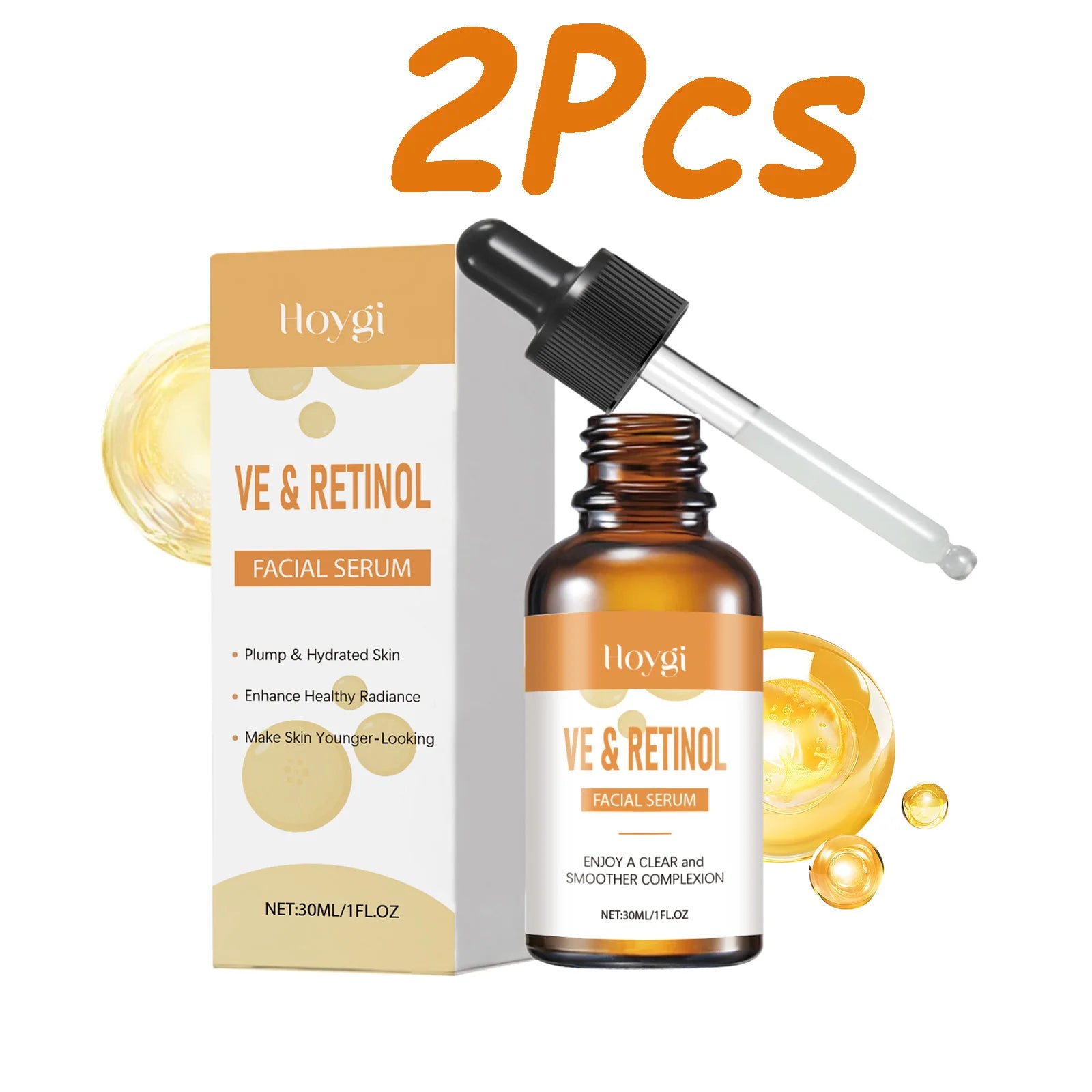 Hoygi Retinol & Vitamin E Face Serum – Anti-Aging Brightening Retinol Face Serum Zpaxo 2 x 30ml Boxed
