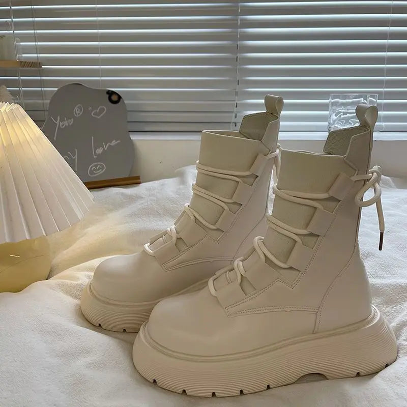 2023 Women Boots Spring Autumn Students Casual Fashion Shoes Lace-up Zpaxo
