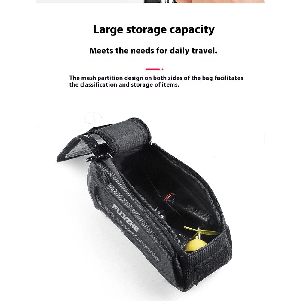 Bike Tube Bag Waterproof Front Frame Touch Screen Phone Pouch Road